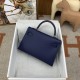 HERMES Kelly Mini II Bleu Sapphir Epsom Gold-tone Hardware