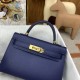 HERMES Kelly Mini II Bleu Sapphir Epsom Gold-tone Hardware