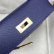 HERMES Kelly Mini II Bleu Sapphir Epsom Gold-tone Hardware