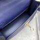 HERMES Kelly Mini II Bleu Sapphir Epsom Gold-tone Hardware