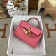 HERMES Kelly Mini II Rose Lipsur Epsom Gold-tone Hardware