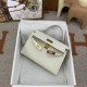 HERMES Kelly Mini II Craie Epsom Gold-tone Hardware