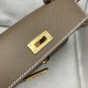 HERMES Kelly Mini II Etoupe Epsom Gold-tone Hardware