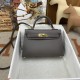 HERMES Kelly Mini II Etain Epsom Gold-tone Hardware