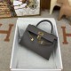 HERMES Kelly Mini II Etain Epsom Gold-tone Hardware