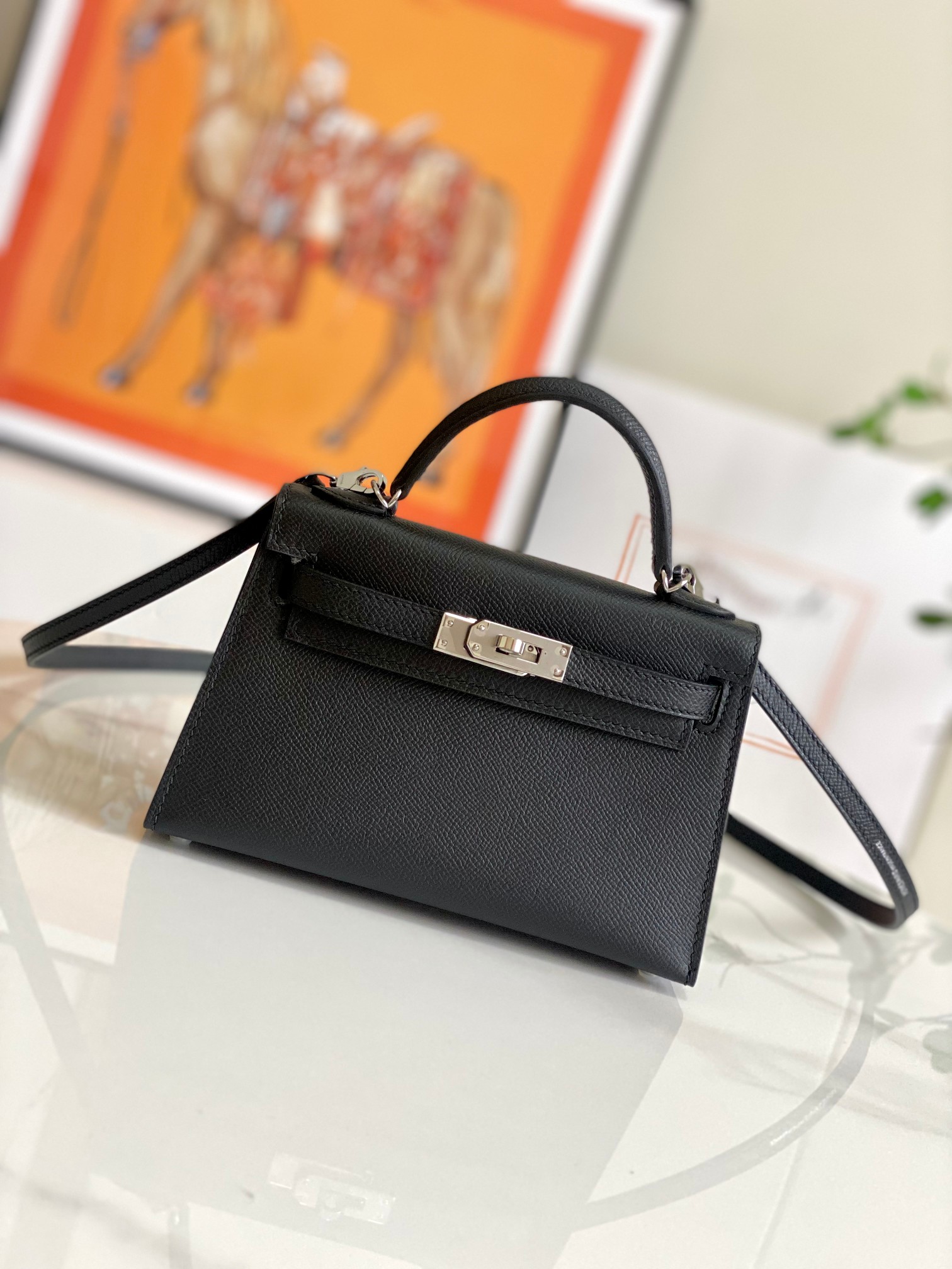 HERMES Kelly Mini II Nior Epsom Silver-tone Hardware