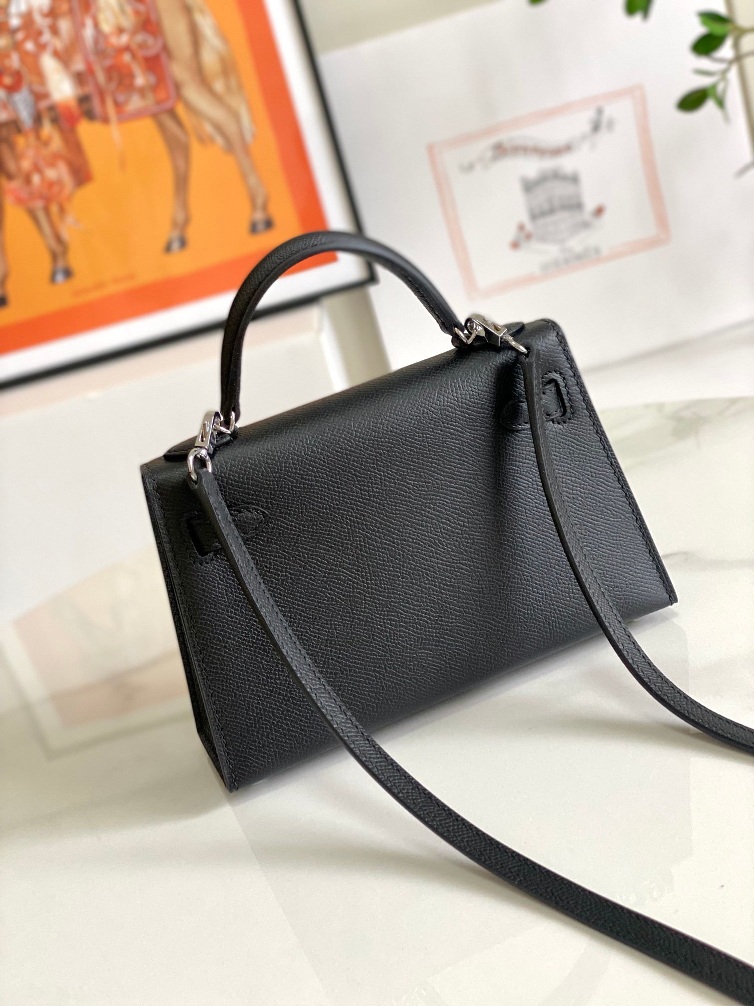 HERMES Kelly Mini II Nior Epsom Silver-tone Hardware