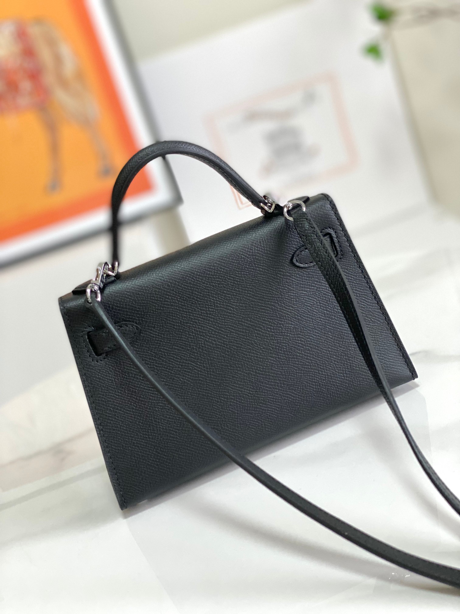 HERMES Kelly Mini II Nior Epsom Silver-tone Hardware