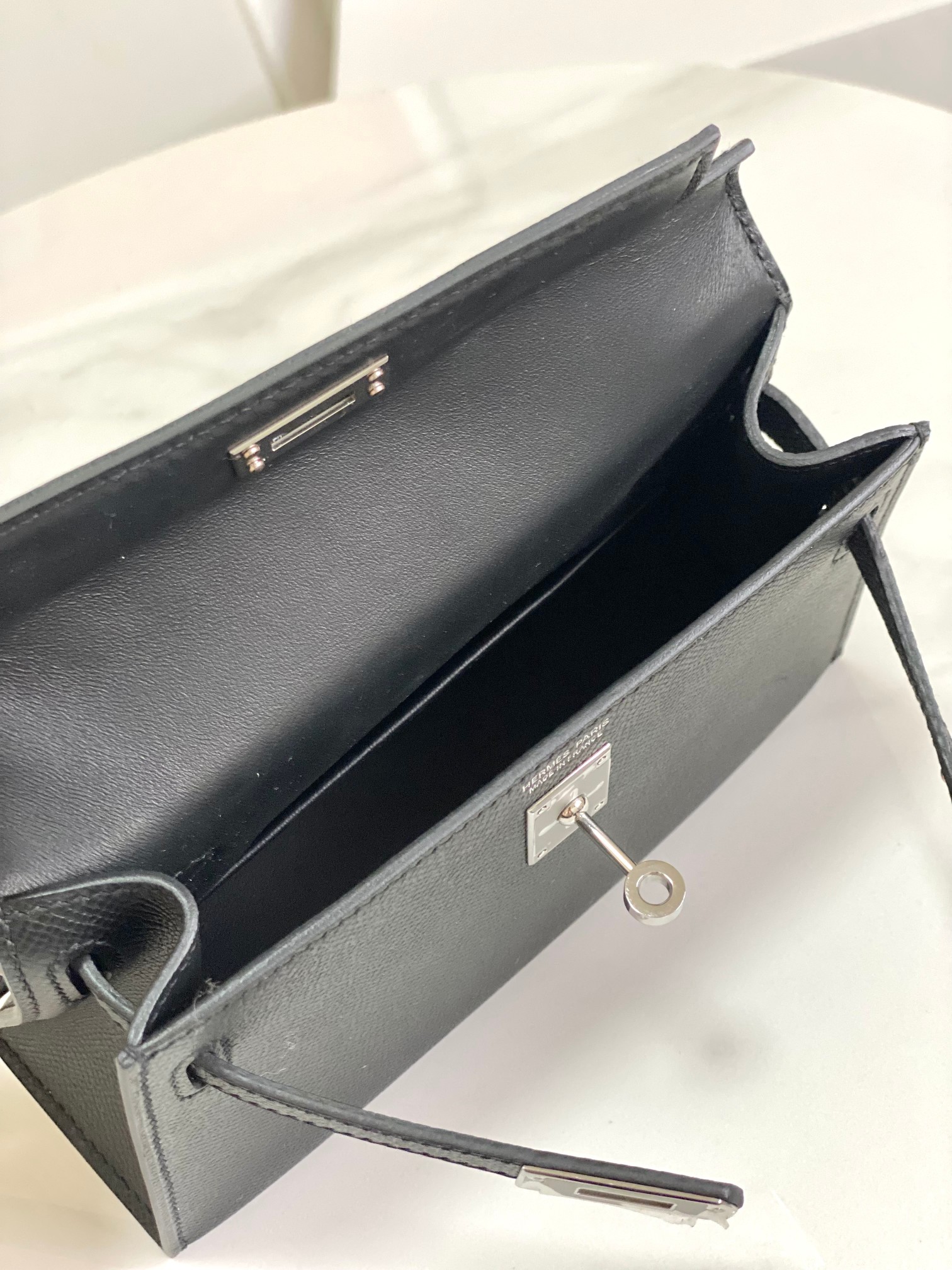 HERMES Kelly Mini II Nior Epsom Silver-tone Hardware