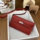 HERMES Kelly To Go Rouge De Corur Epsom Silver-tone Hardware