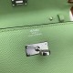 HERMES Kelly To Go Vert Criquet Epsom Silver-tone Hardware