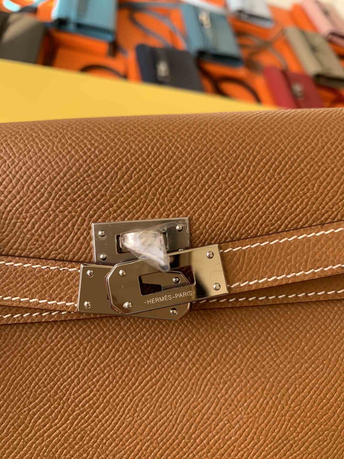 HERMES Kelly To Go Gold Epsom Silver-tone Hardware