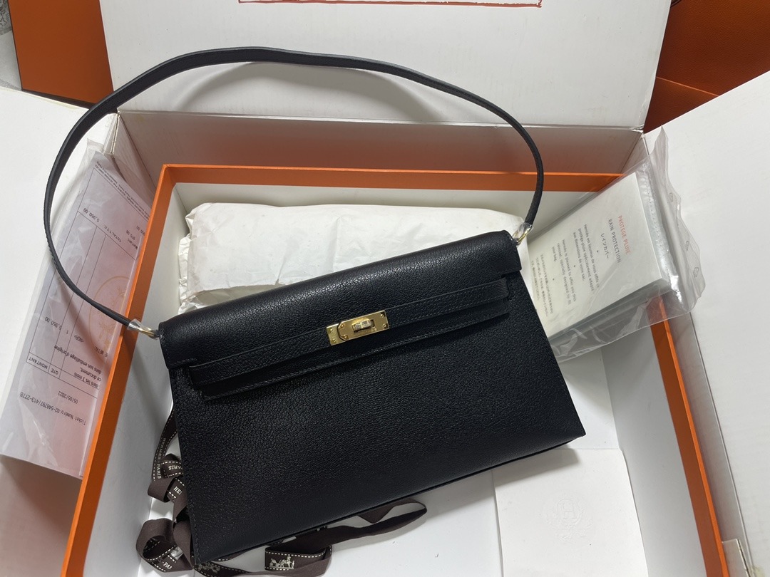 HERMES Kelly Elan Nior Chevre Gold-tone Hardware