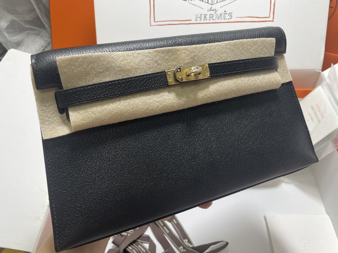 HERMES Kelly Elan Nior Chevre Gold-tone Hardware