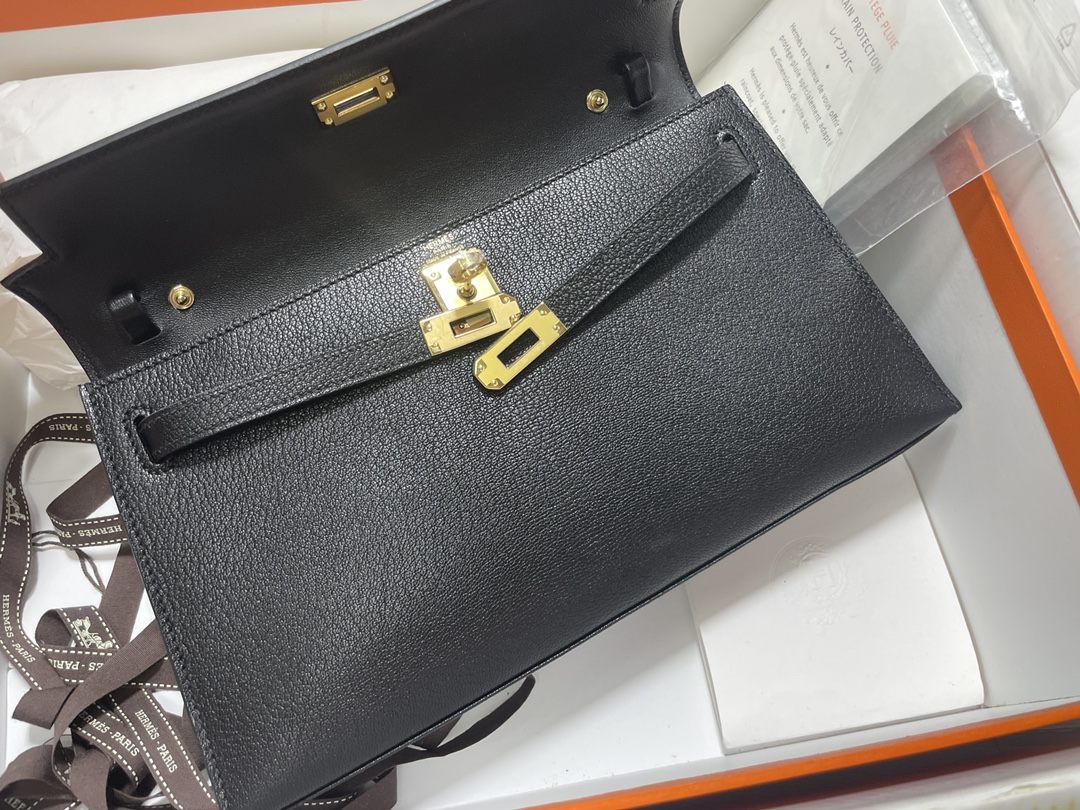 HERMES Kelly Elan Nior Chevre Gold-tone Hardware