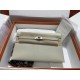 HERMES Kelly Elan Craie Chevre Silver-tone Hardware