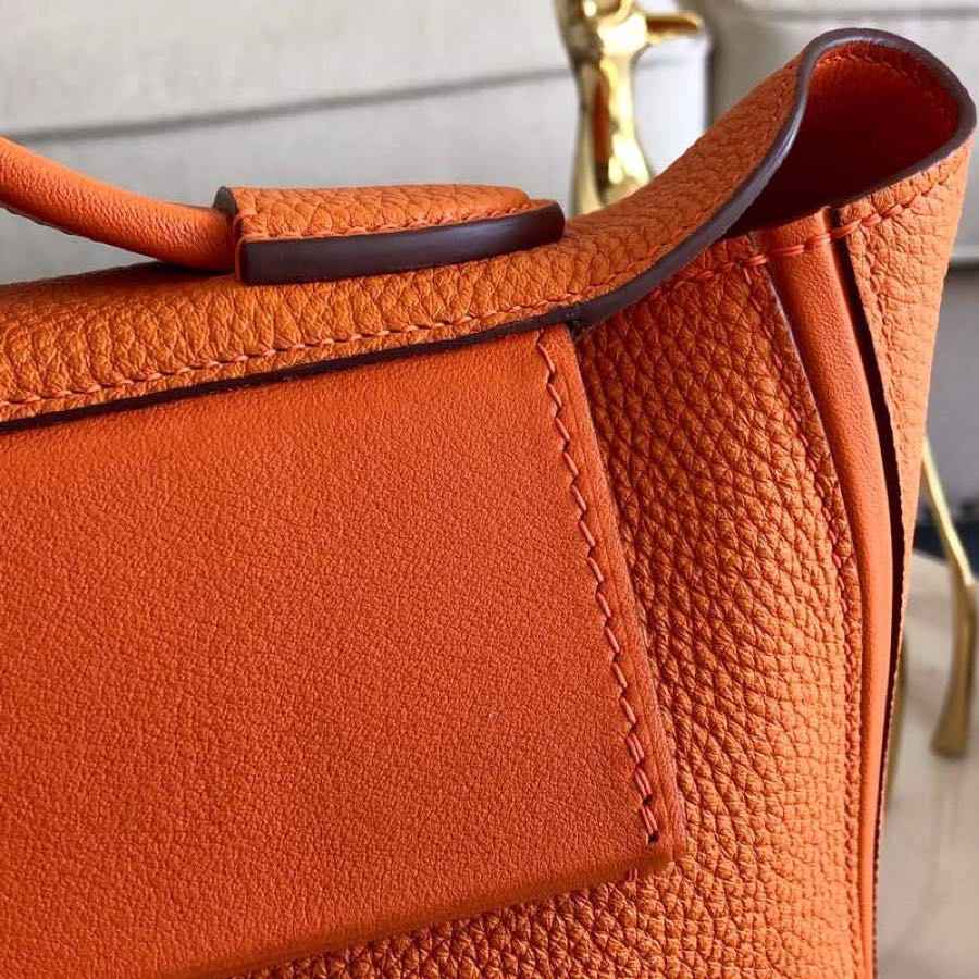 HERMES Kelly 2424 Orange Togo Gold-tone Hardware