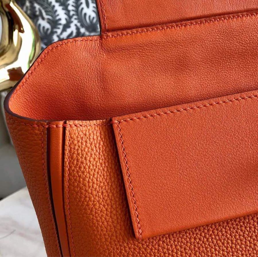 HERMES Kelly 2424 Orange Togo Gold-tone Hardware