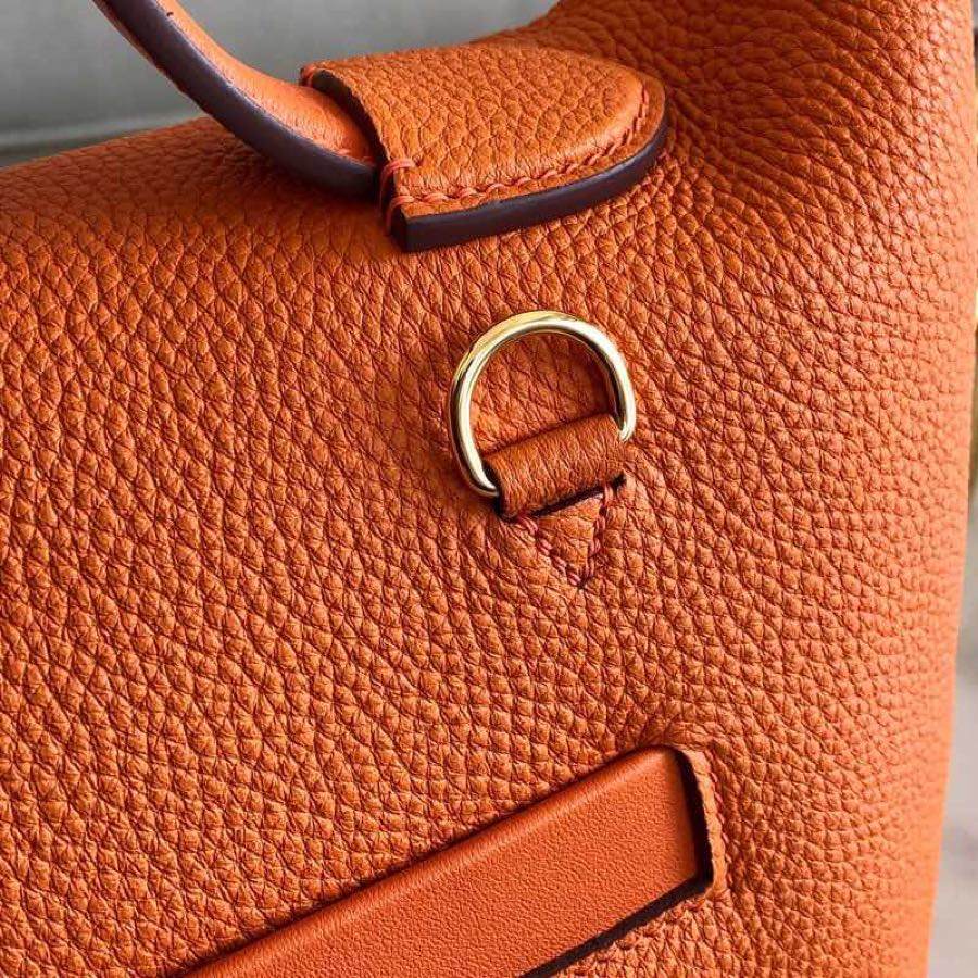 HERMES Kelly 2424 Orange Togo Gold-tone Hardware