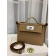 HERMES Kelly Mini 2424 Biscuit Evercolor Silver-tone Hardware