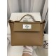 HERMES Kelly Mini 2424 Biscuit Evercolor Silver-tone Hardware