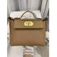 HERMES Kelly Mini 2424 Biscuit Evercolor Gold-tone Hardware