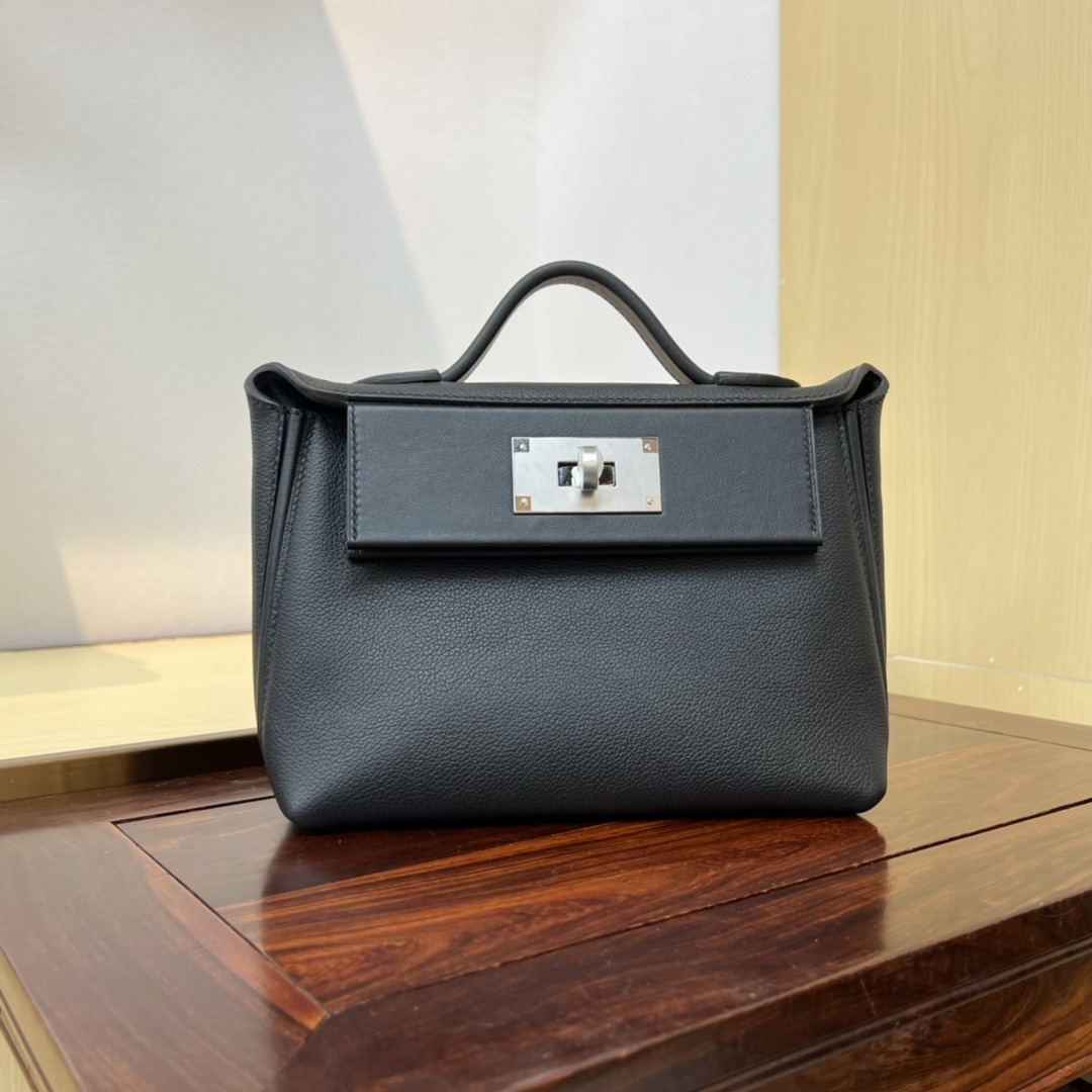 HERMES Kelly Mini 2424 Nior Evercolor Silver-tone Hardware