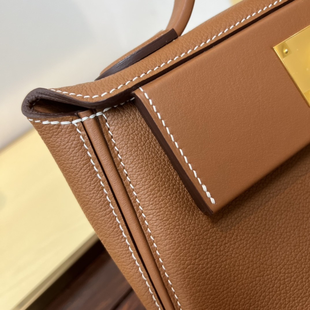 HERMES Kelly Mini 2424 Gold Evercolor Gold-tone Hardware