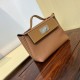 HERMES Kelly Mini 2424 Gold Evercolor Silver-tone Hardware