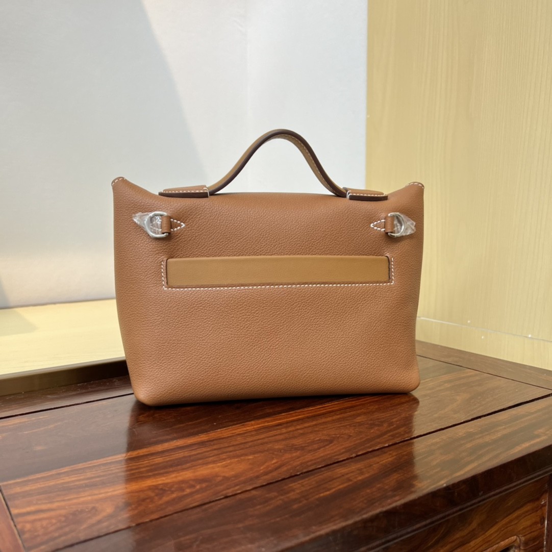 HERMES Kelly Mini 2424 Gold Evercolor Silver-tone Hardware