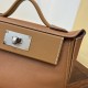 HERMES Kelly Mini 2424 Gold Evercolor Silver-tone Hardware