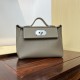 HERMES Kelly Mini 2424 Etoupe Evercolor Silver-tone Hardware