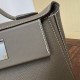 HERMES Kelly Mini 2424 Etoupe Evercolor Silver-tone Hardware