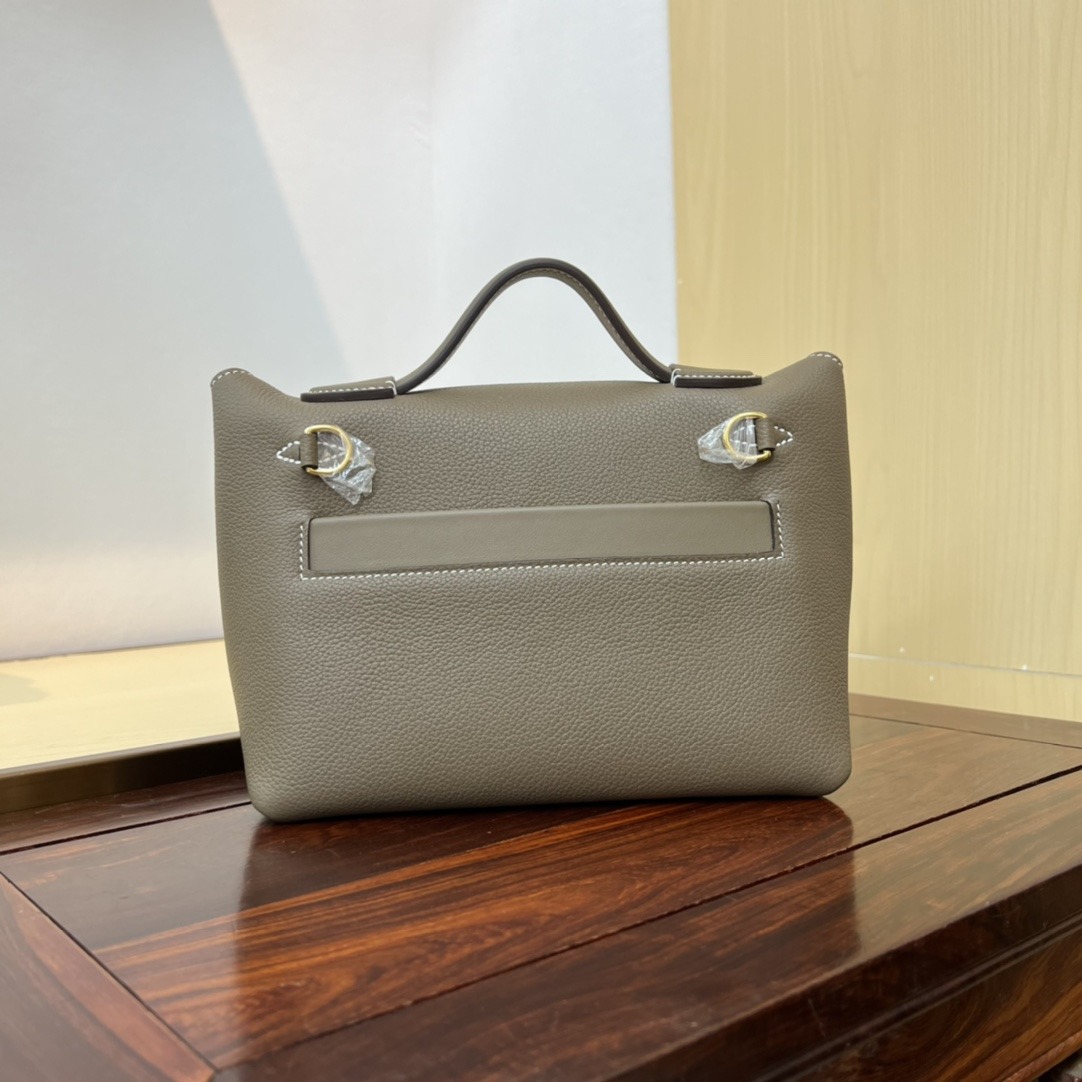 HERMES Kelly Mini 2424 Etoupe Evercolor Gold-tone Hardware