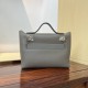 HERMES Kelly Mini 2424 Etain Evercolor Gold-tone Hardware