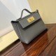 HERMES Kelly Mini 2424 Etain Evercolor Gold-tone Hardware