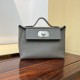 HERMES Kelly Mini 2424 Etain Evercolor Silver-tone Hardware