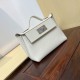 HERMES Kelly Mini 2424 Craie Evercolor Silver-tone Hardware