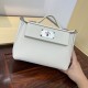 HERMES Kelly Mini 2424 Craie Evercolor Silver-tone Hardware