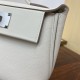 HERMES Kelly Mini 2424 Craie Evercolor Silver-tone Hardware