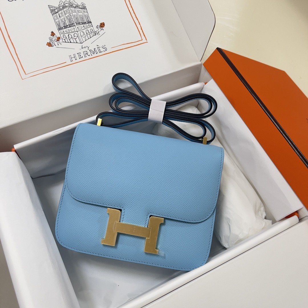 HERMES Constance 19 Celeste Epsom