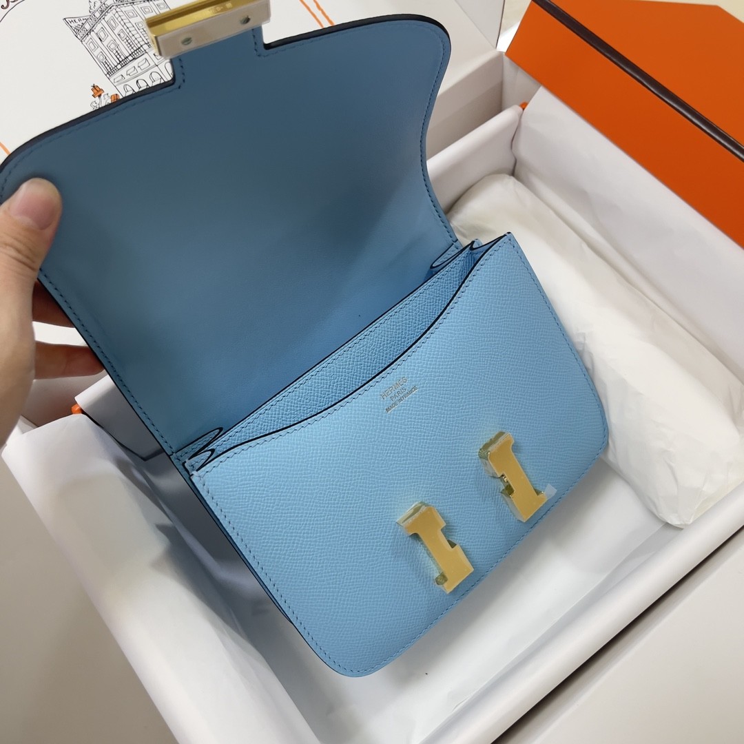 HERMES Constance 19 Celeste Epsom