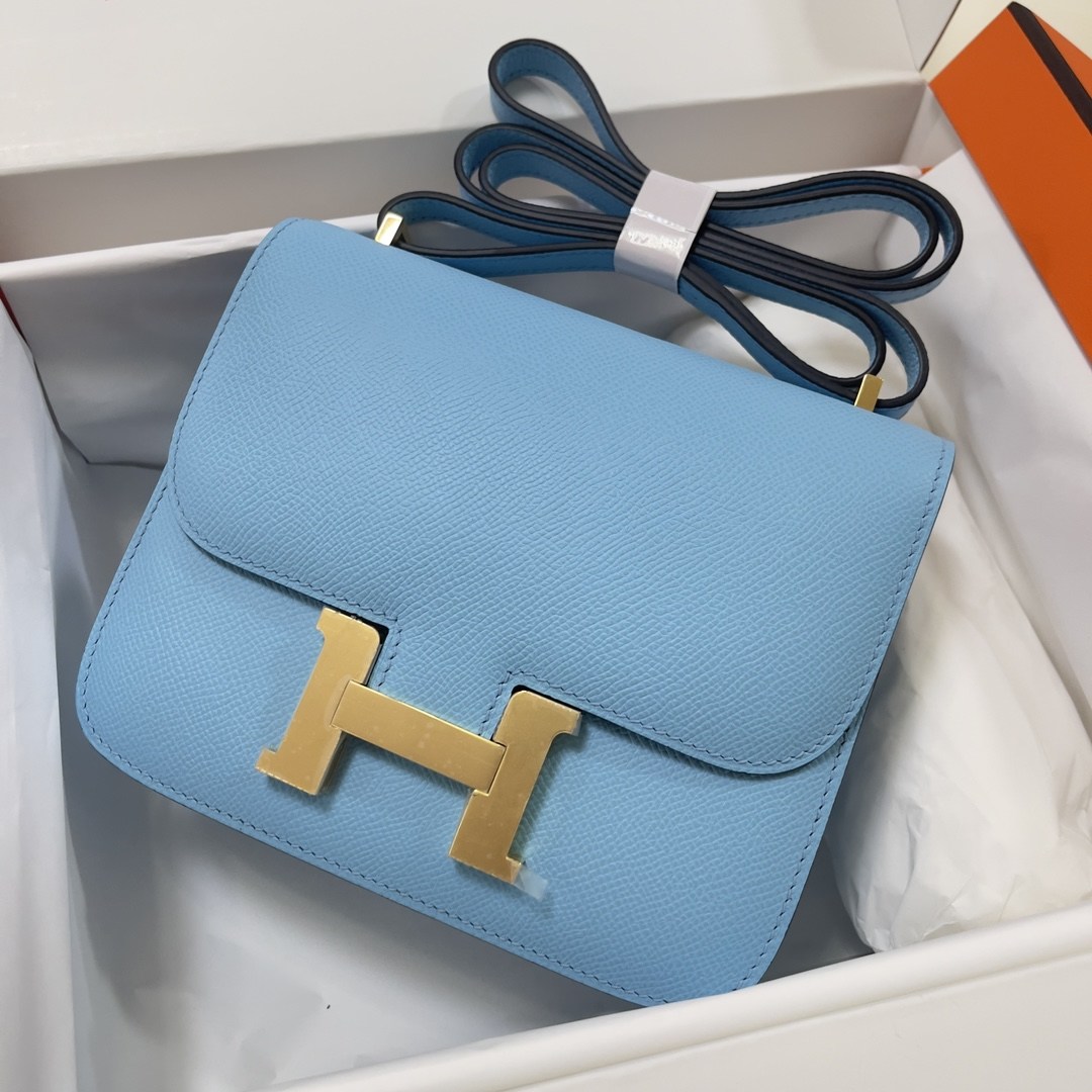 HERMES Constance 19 Celeste Epsom