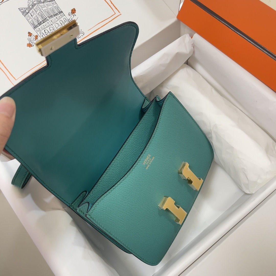 HERMES Constance 19 Vert Verone Epsom