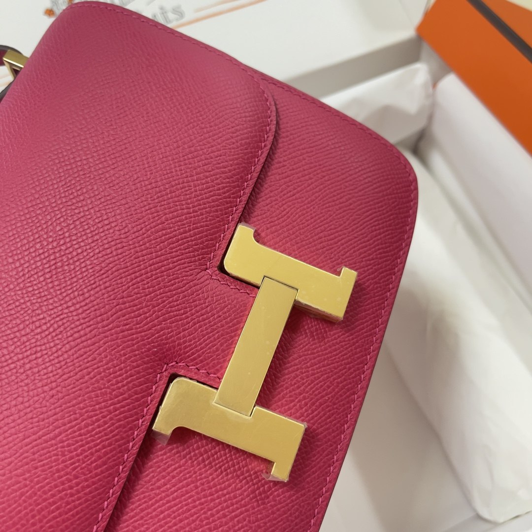 HERMES Constance 19 Rose Exterme Epsom