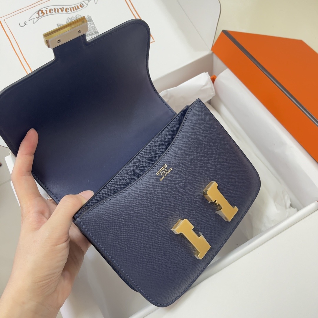 HERMES Constance 19 Bleu Sapphire Epsom