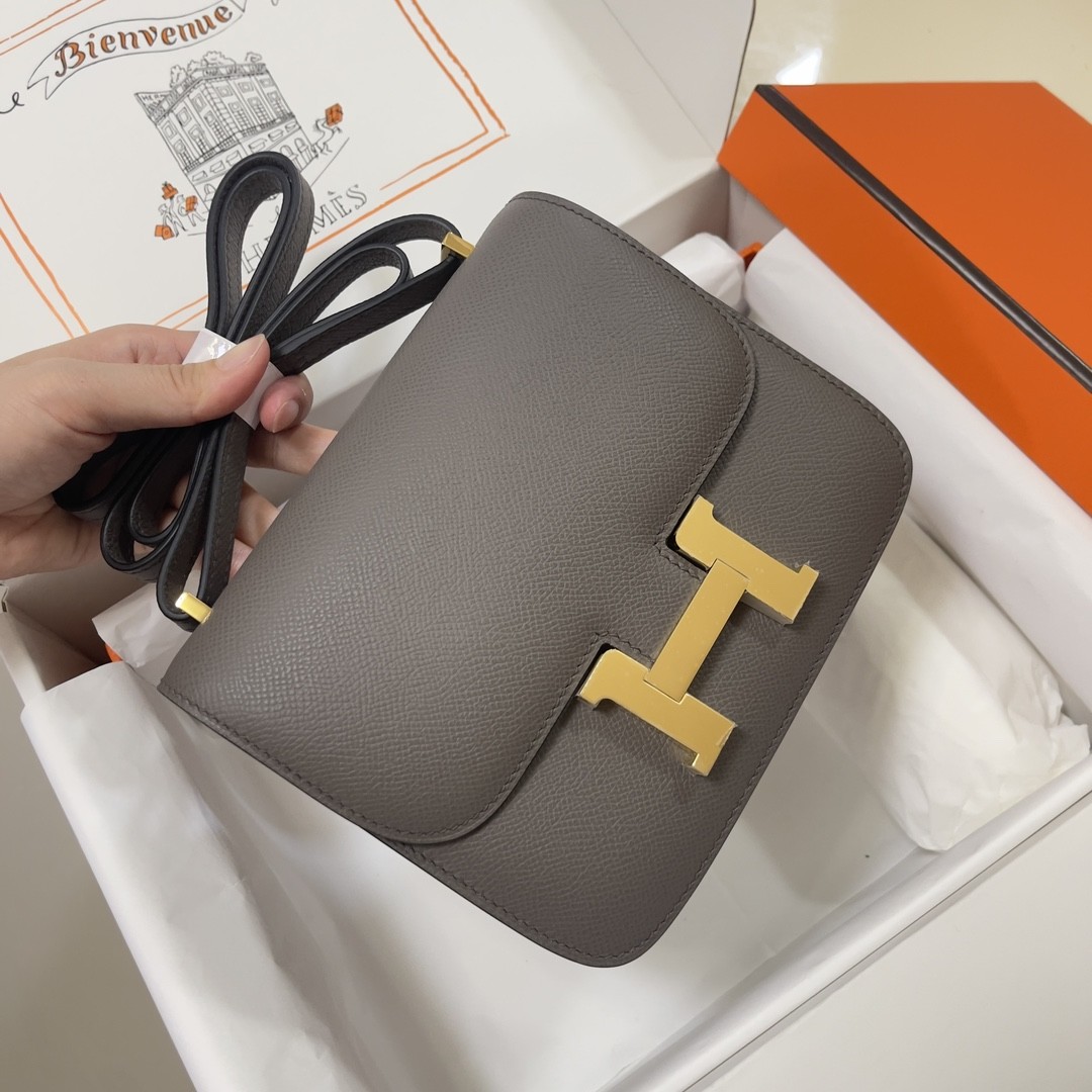 HERMES Constance 19 Etain Epsom