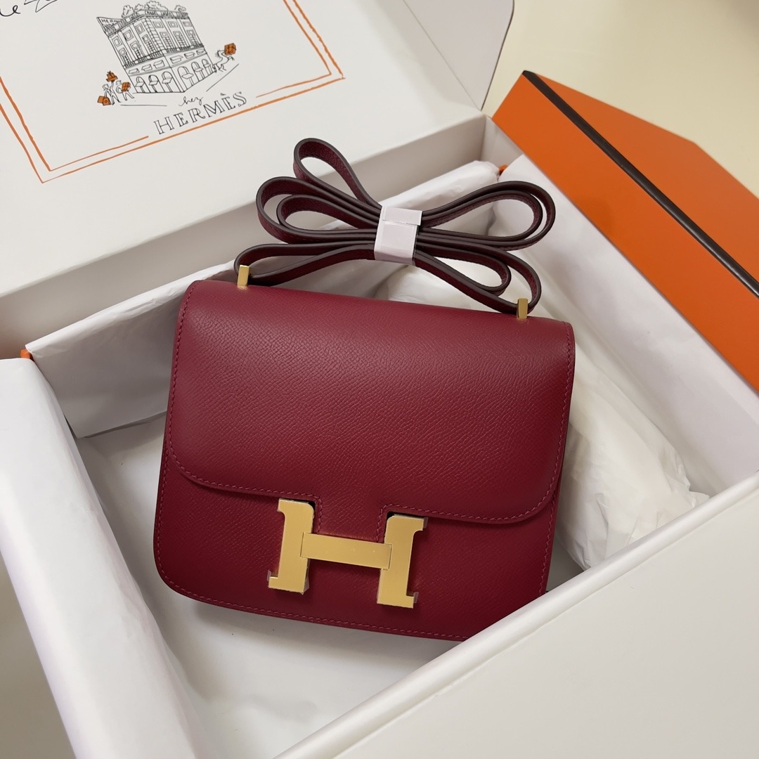 HERMES Constance 19 Rouge Grenade Epsom