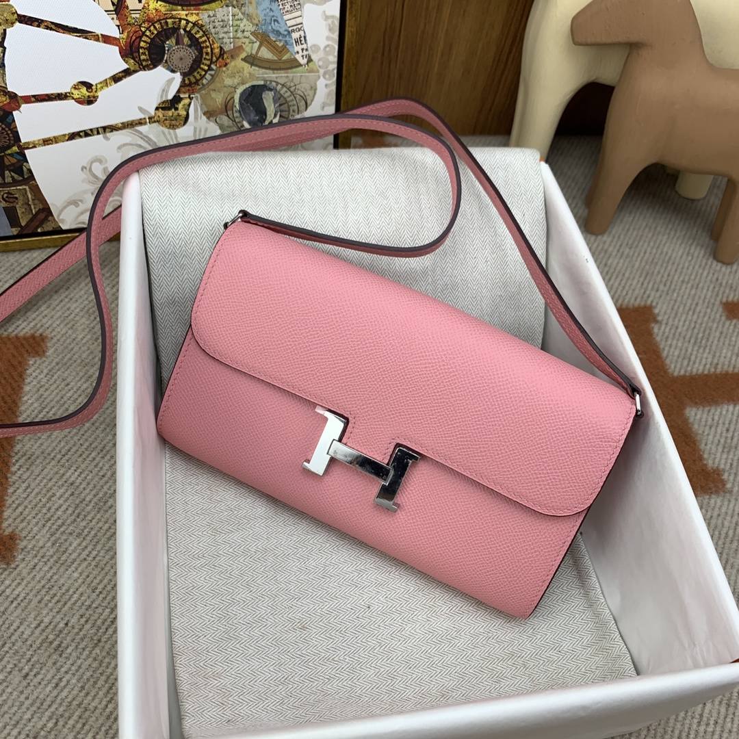 HERMES Constance to go Rose Confetti Epsom