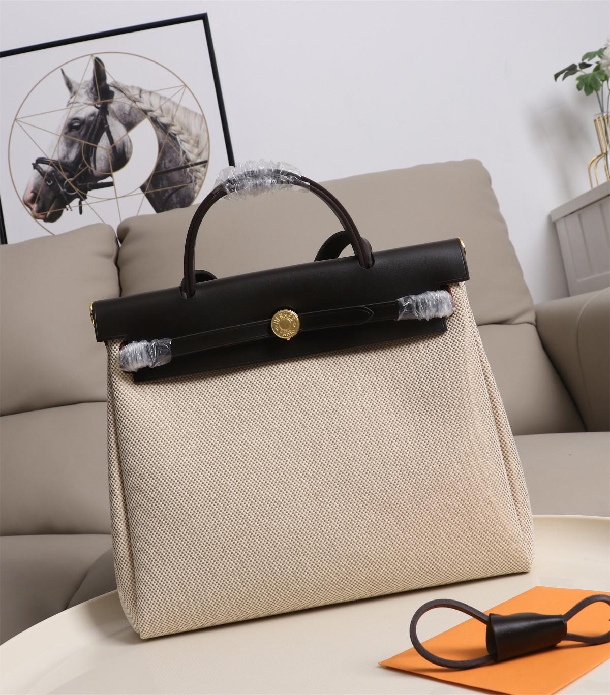 HERMES Herbag Zip Cabine Black & White